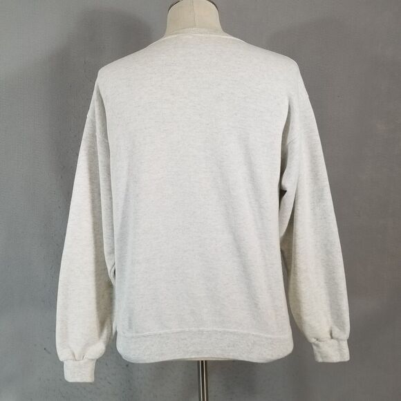 vintage London Calling sweater sweatshirt medium gray long sleeve '80s flawed - Picture 7 of 9